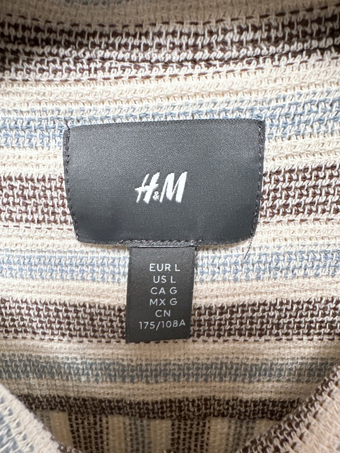 H&M 텍스처 셔츠 레귤러핏 라이트 블루/스트라이프 105 상품이미지2