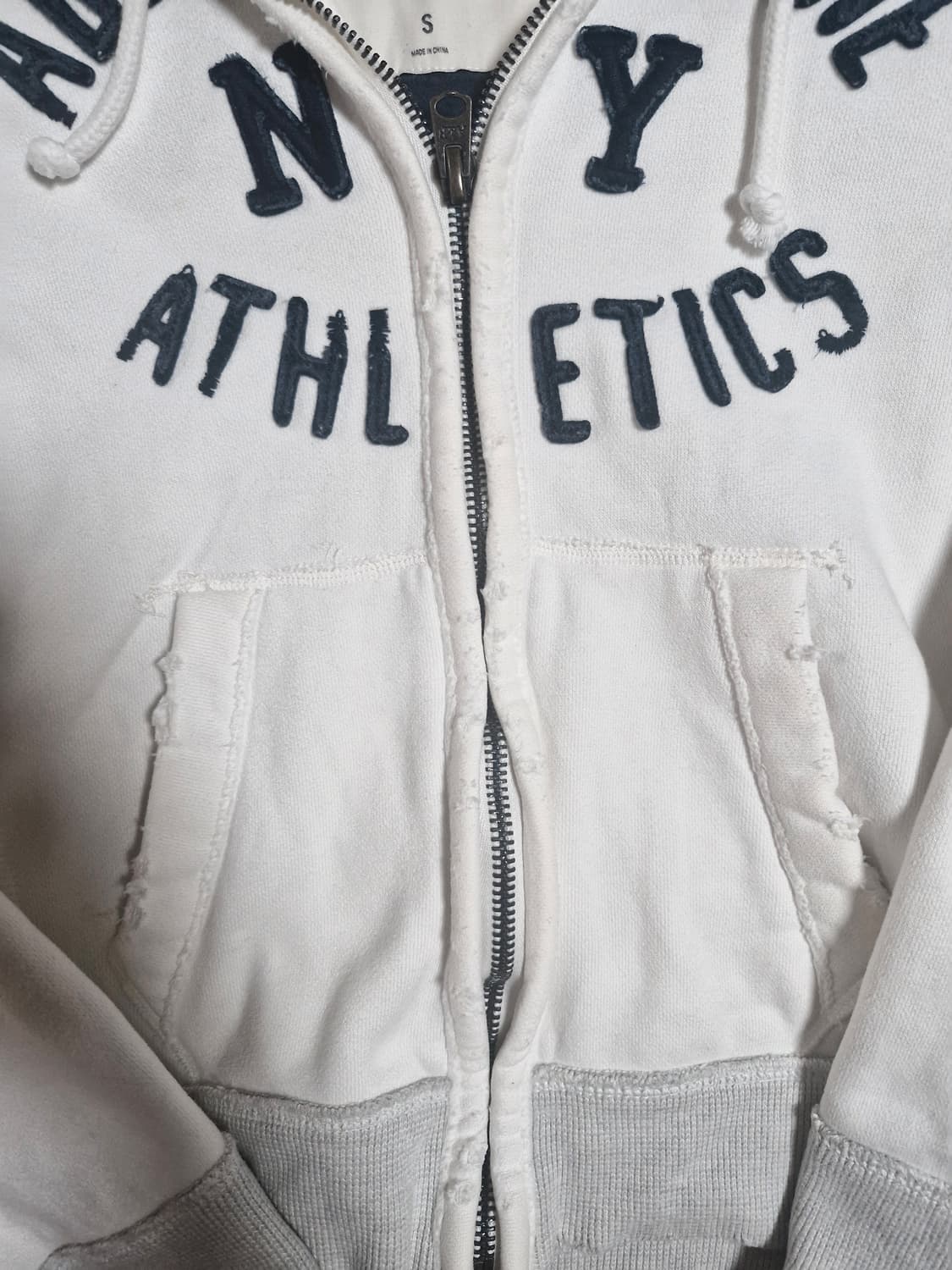 여성 아베크롬비 빈티지 머슬핏 후드집업 화이트 S 상품이미지3