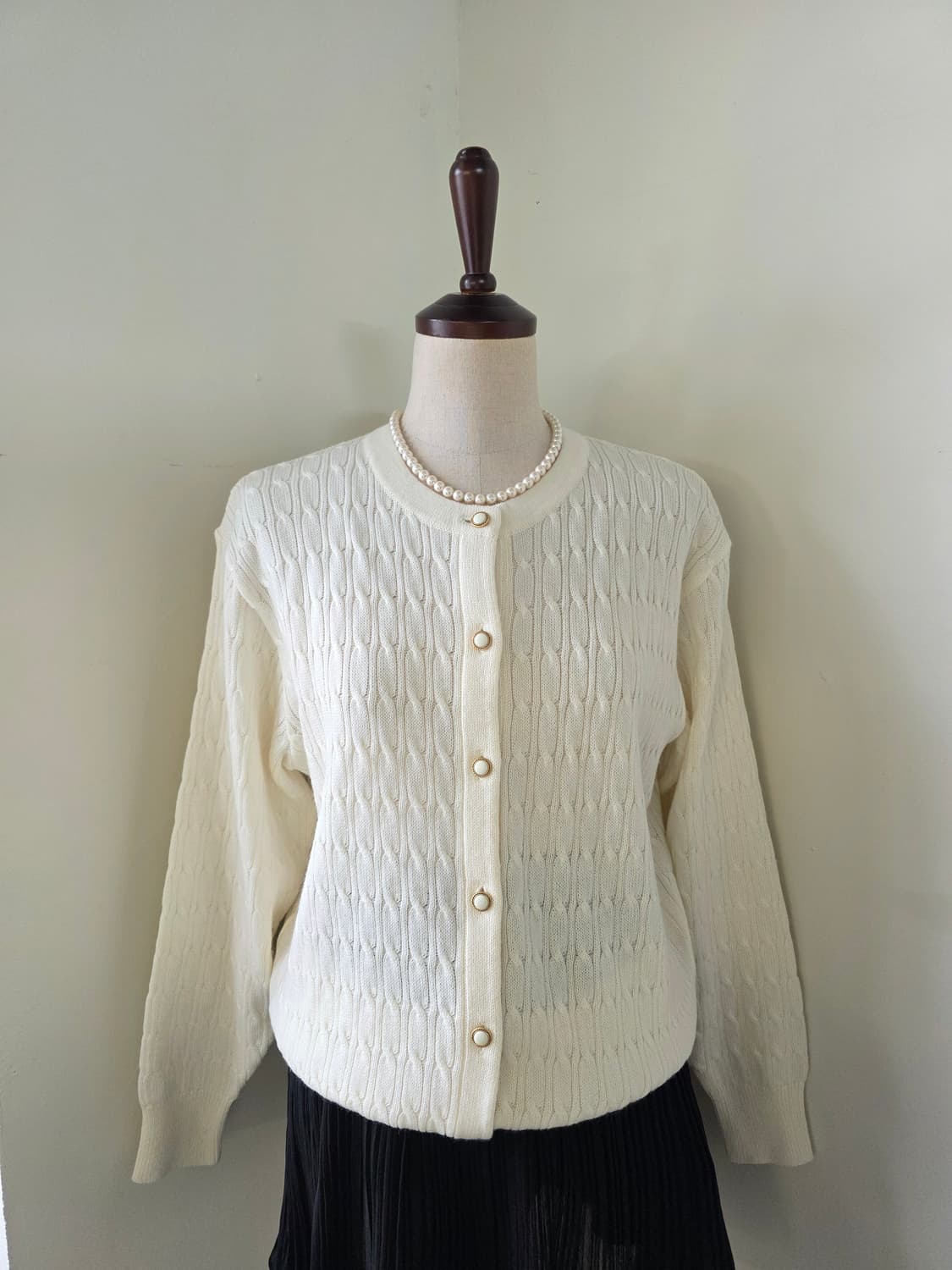 아이보리 케이블 울 니트 가디건 상품이미지2