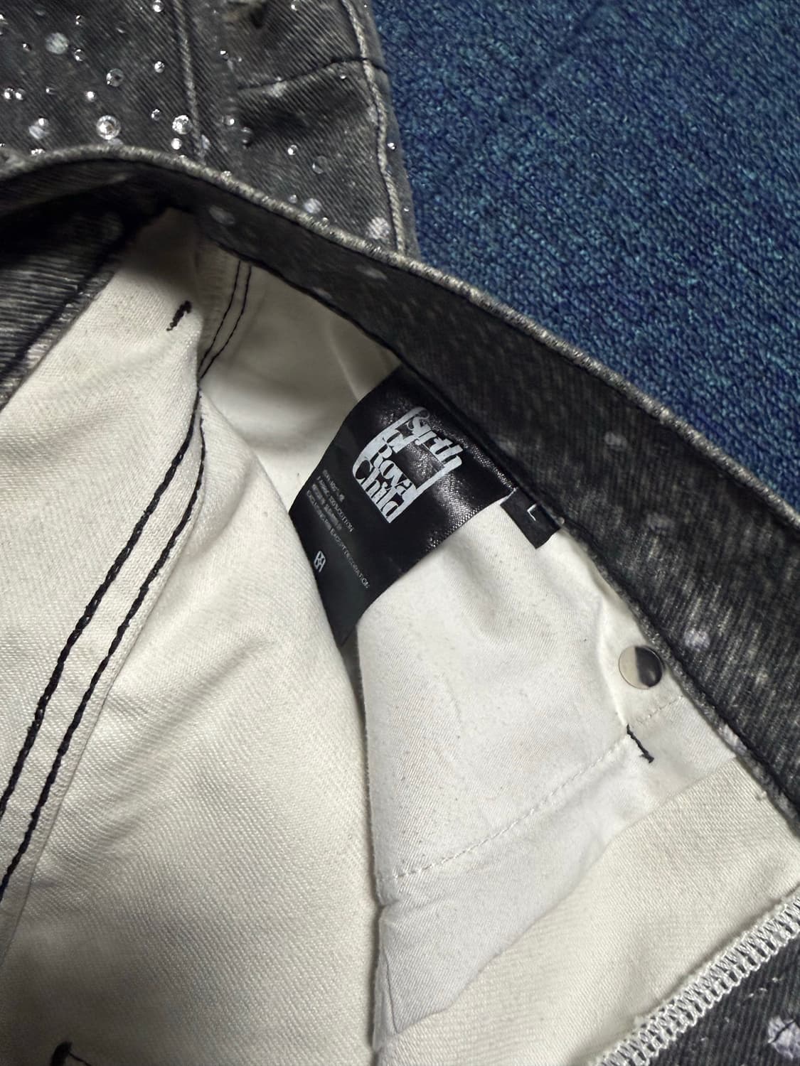 [L] Birthofroyalchild 스와로브스키 데님 팬츠 상품이미지4