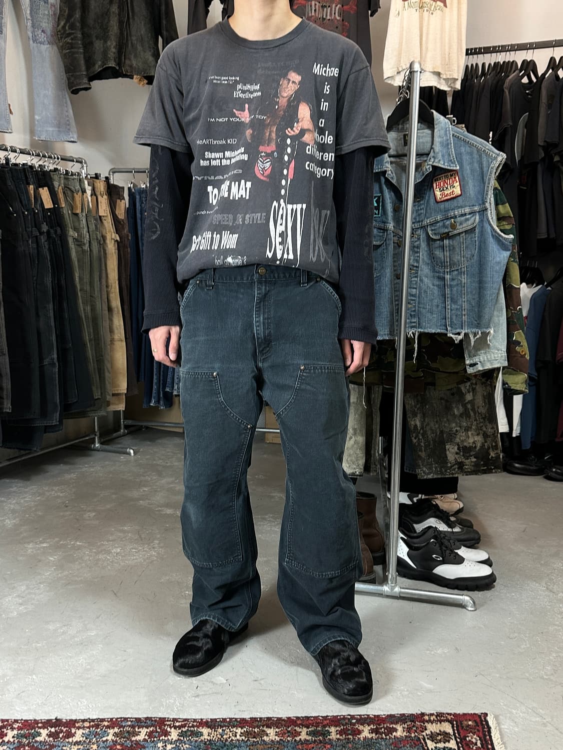 OG 칼하트 B136 더블니 팬츠 칼하트 썩블니 블랙 상품이미지4