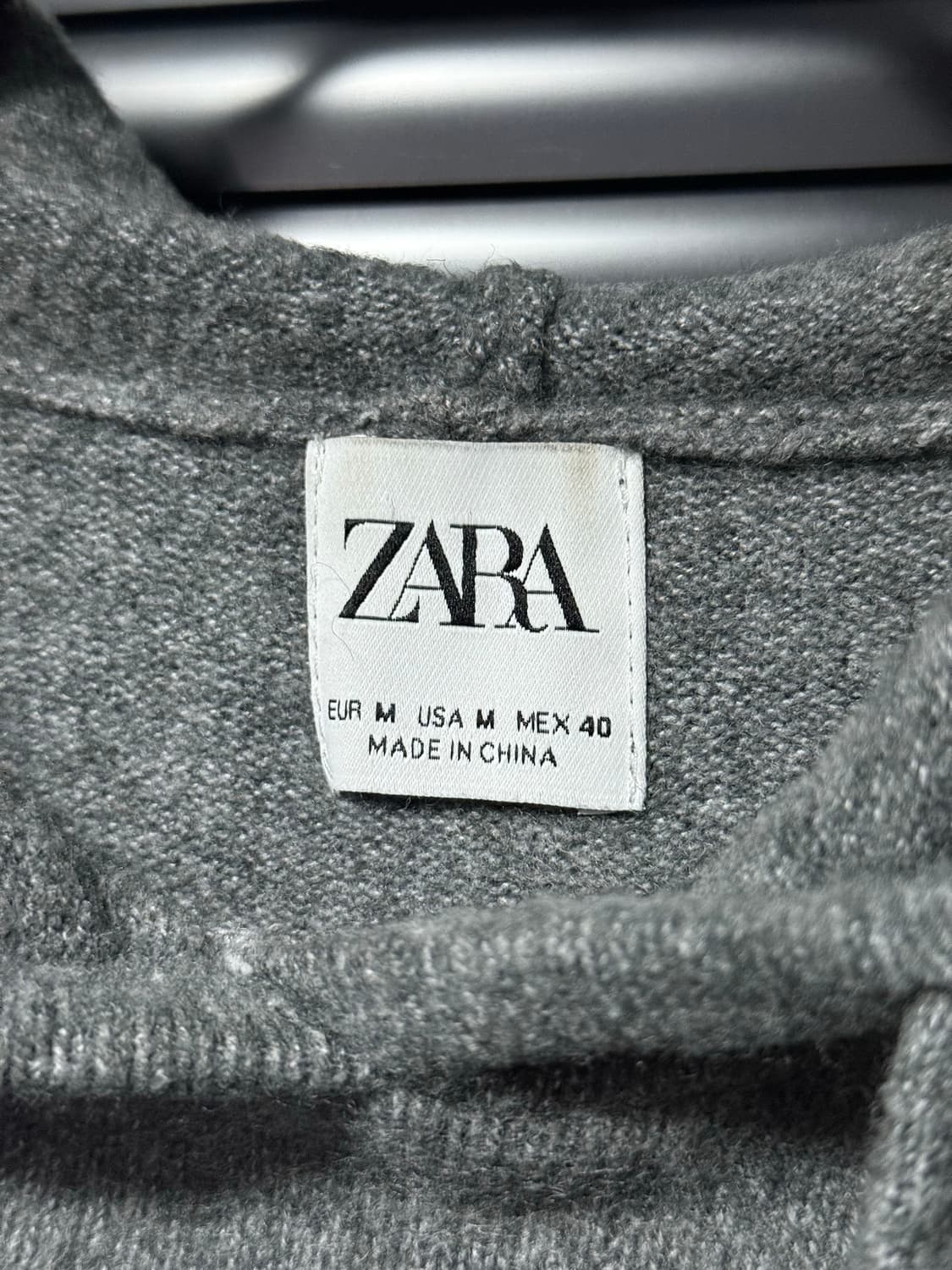 자라 후드 니트 그레이 회색 오버핏 후디 울 M 95 미니멀 스웨터 끈 상품이미지5