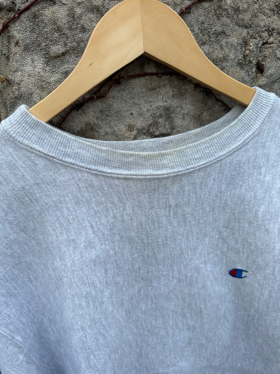 90s 챔피언 빈티지 리버스위브 자수로고 플레인 스웻 셔츠 맨투맨 회색 상품이미지6