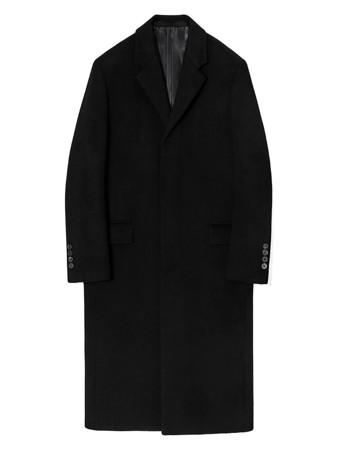 [44] 마마가리 캐시미어 히든 싱글 롱코트 블랙 상품이미지1