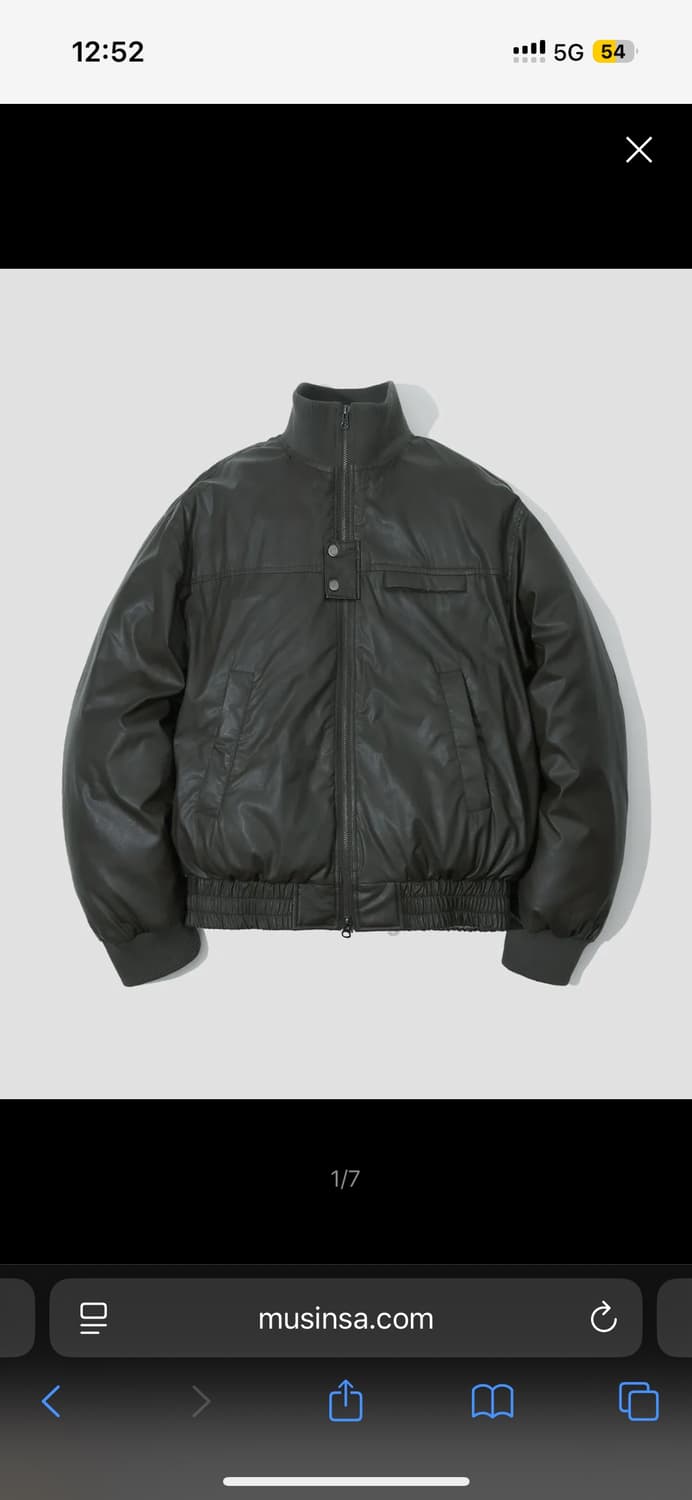 세컨모놀로그 레더 터틀넥 봄버 DGRAY M 상품이미지1