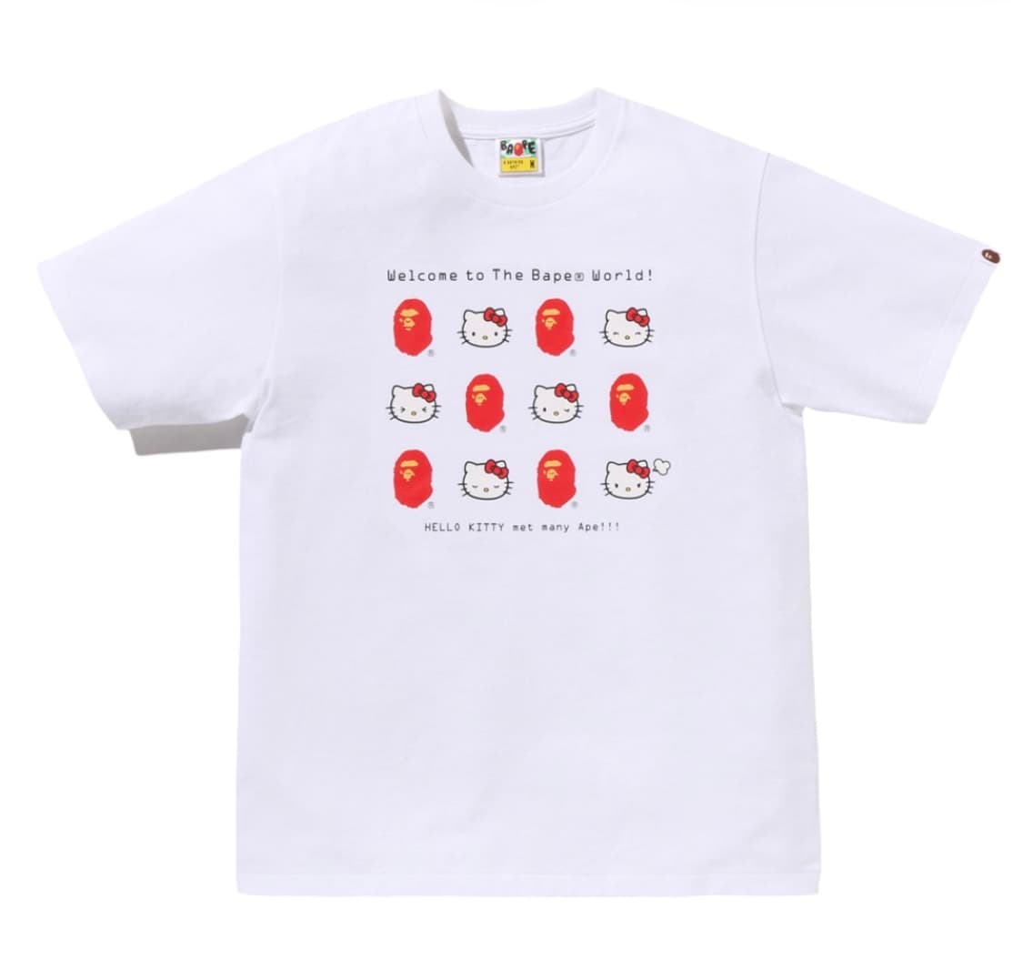 BAPE 베이프 산리오 콜라보 키티 티셔츠 화이트 S 상품이미지1