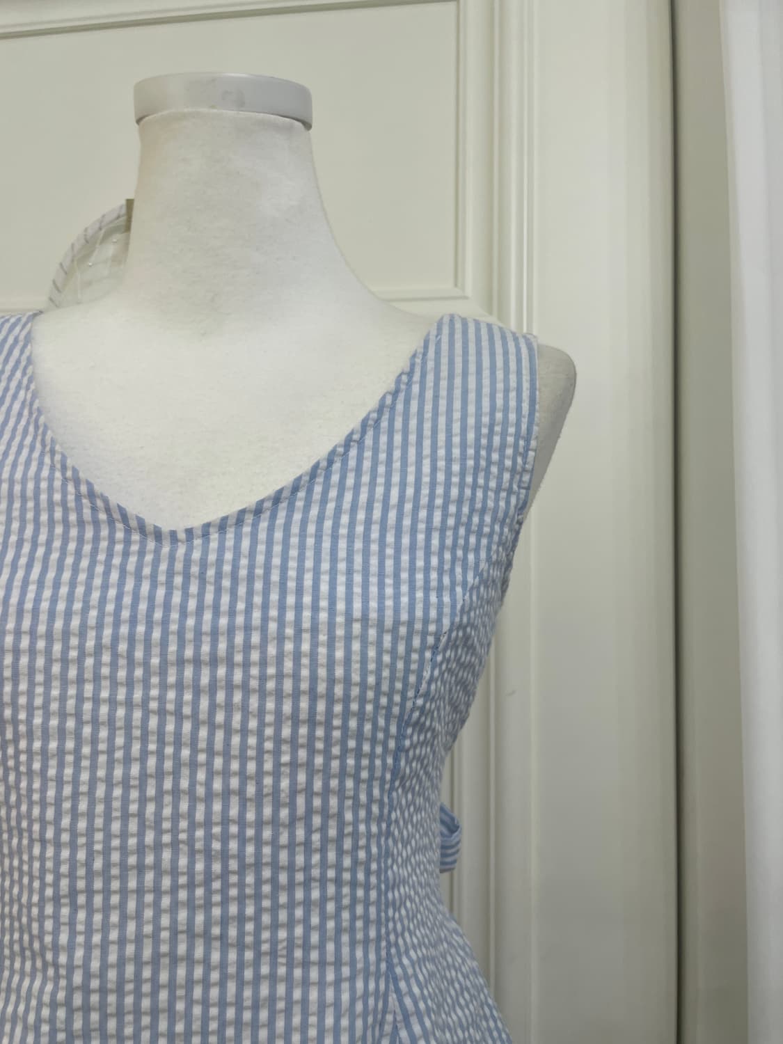 sky blue stripe lovely bow point flare o 상품이미지7