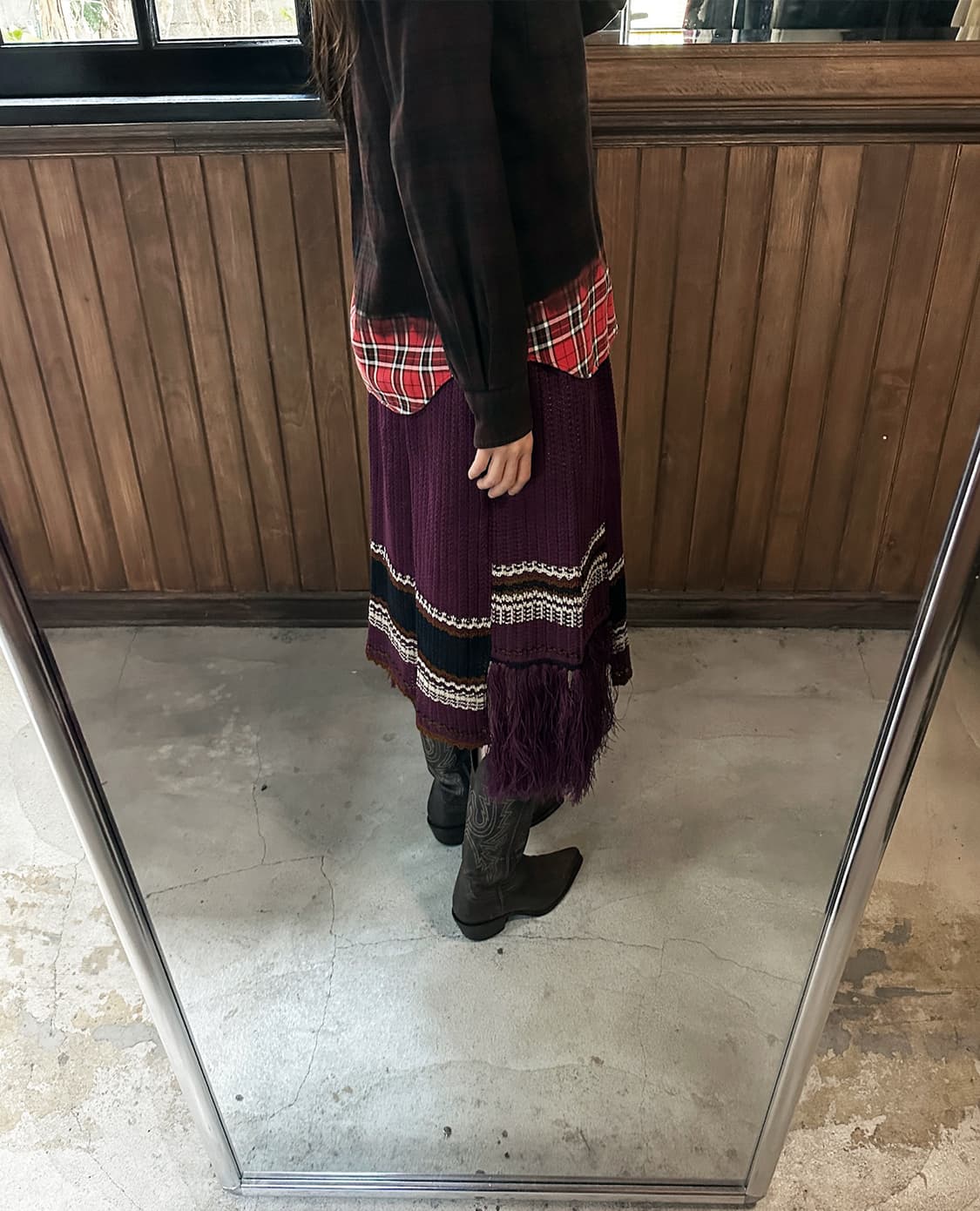 LENZ plum fringe knit skirt 상품이미지1