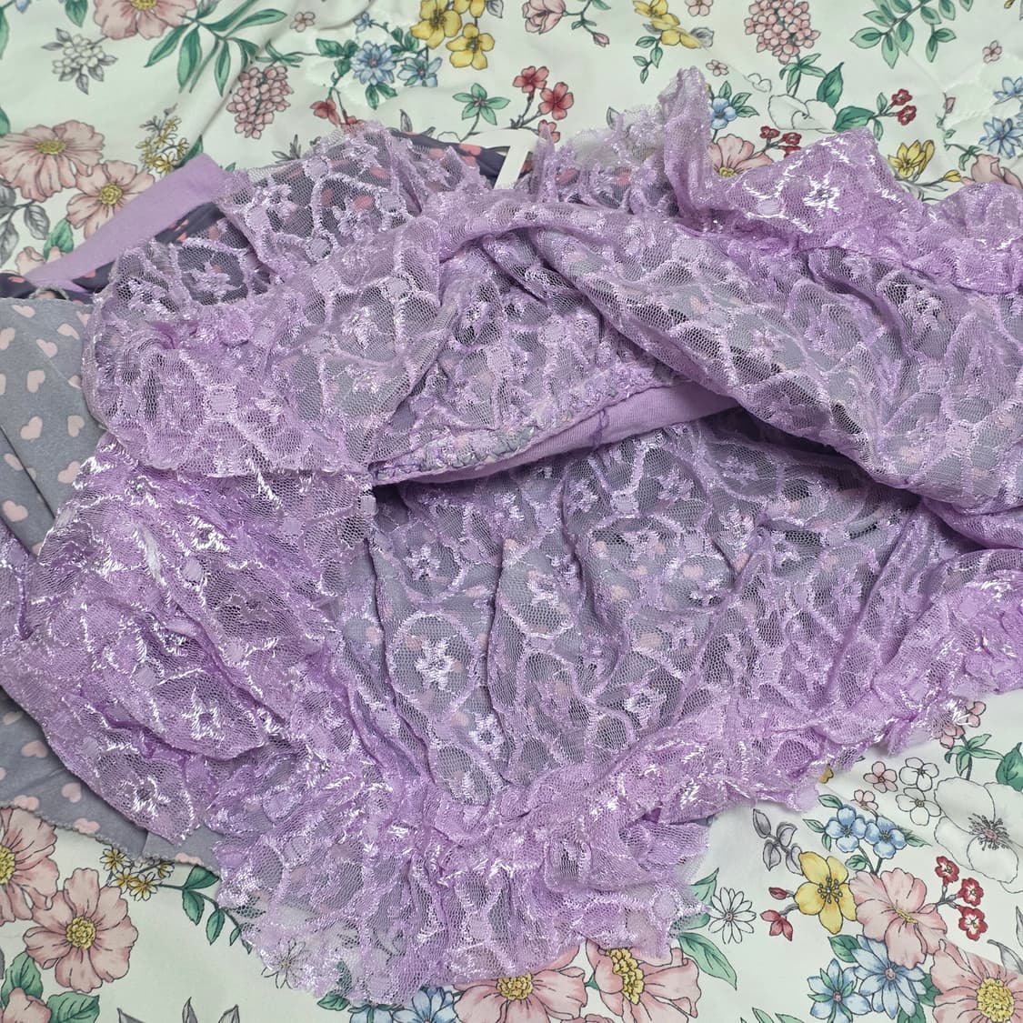 빈티지) 퍼플 레이스 하트 캉캉 히메오네갸루st 트랄 서브컬쳐 미니스커트 상품이미지4