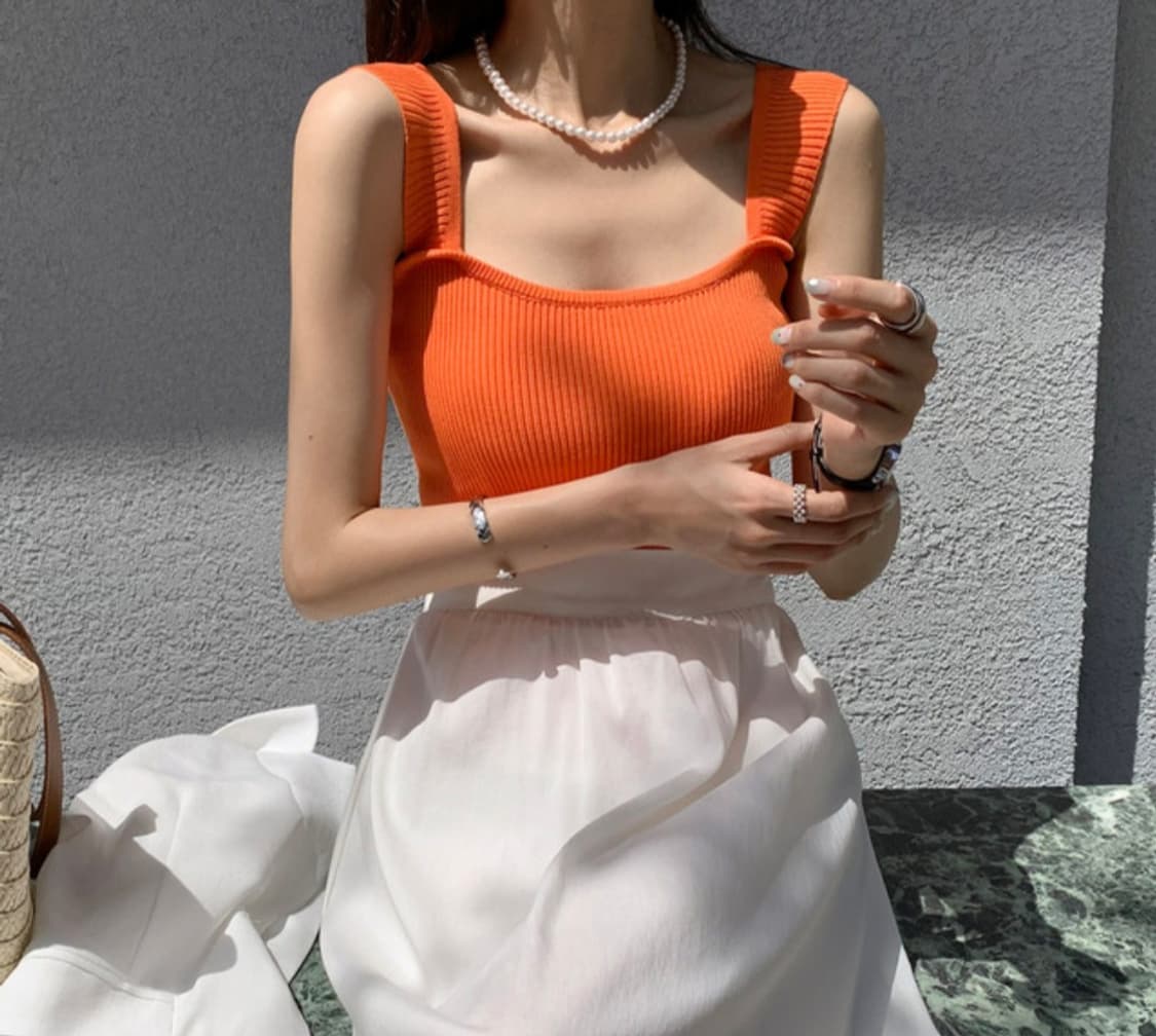 스퀘어넥 골지 니트 나시 상품이미지2