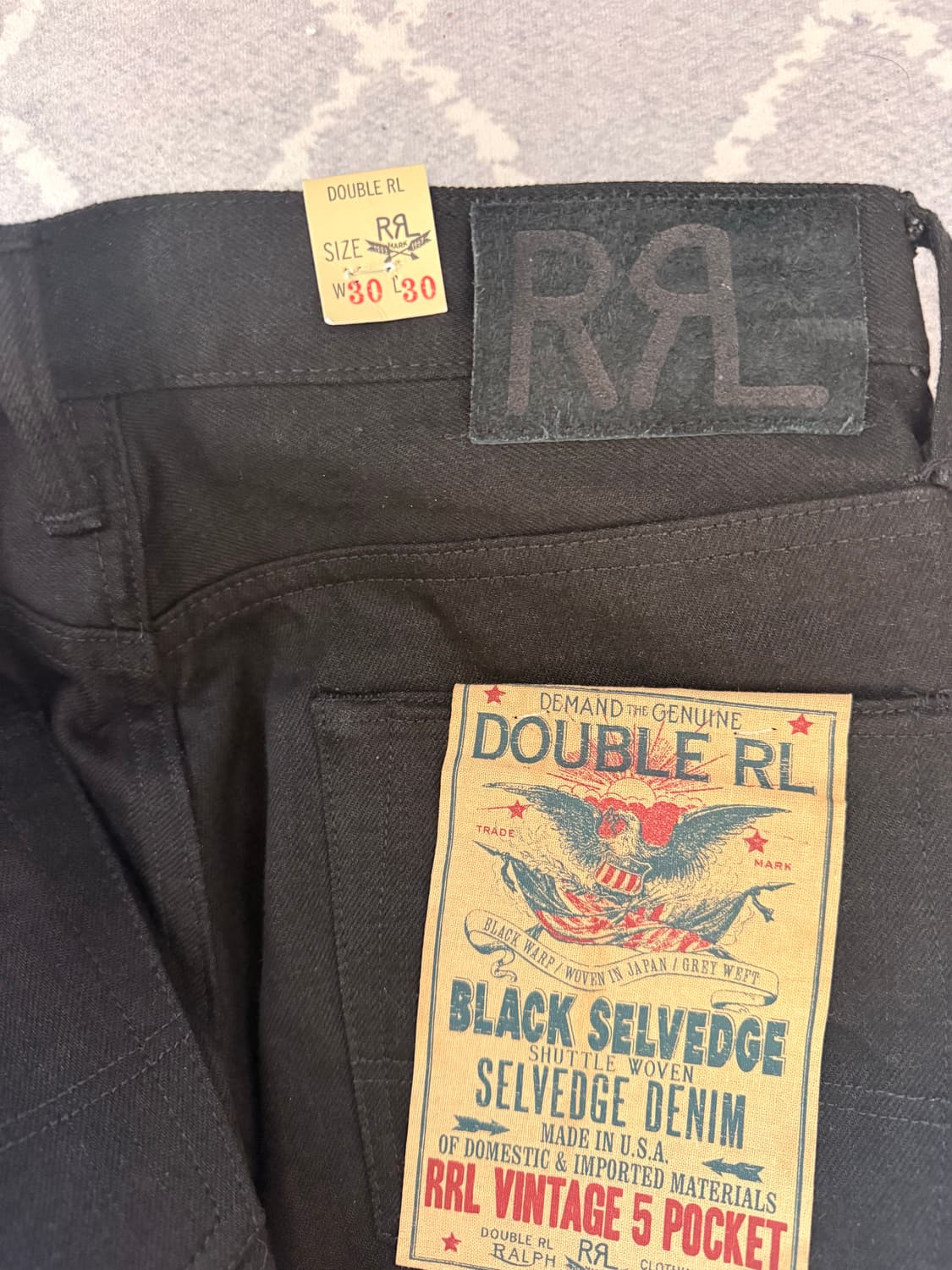 RRL 빈티지 파이브포켓 블랙온블랙 상품이미지1