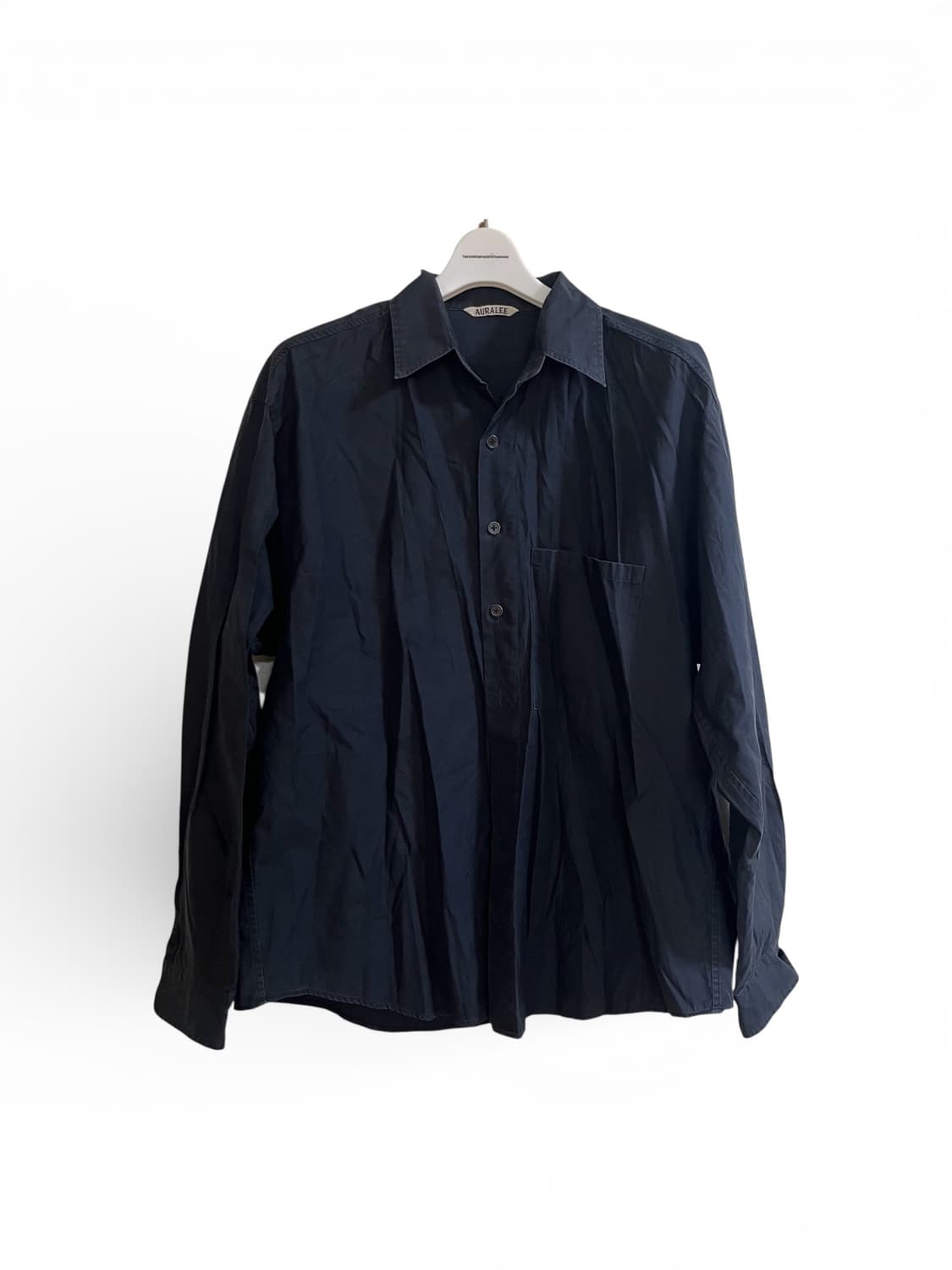 Auralee 오라리 워시드 핀스 트윌 셔츠 네이비 상품이미지1