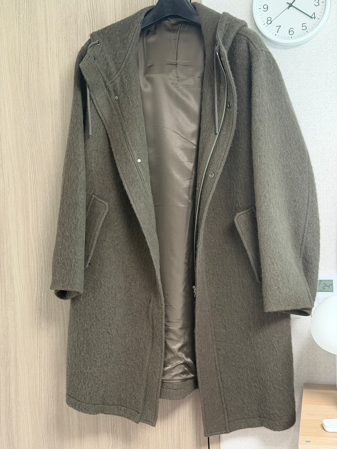 오라리 브러시드 알파카 울 멜튼 후드 코트 상품이미지2