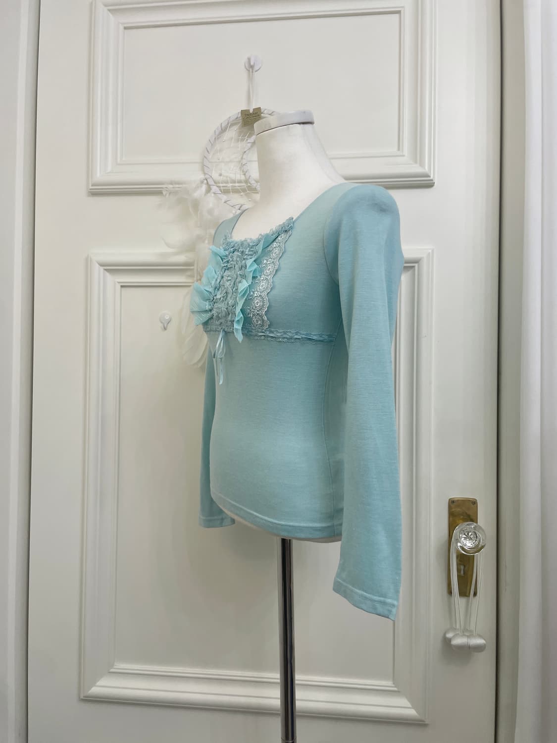 mint fairy lace bow slim top(size-M) 상품이미지2