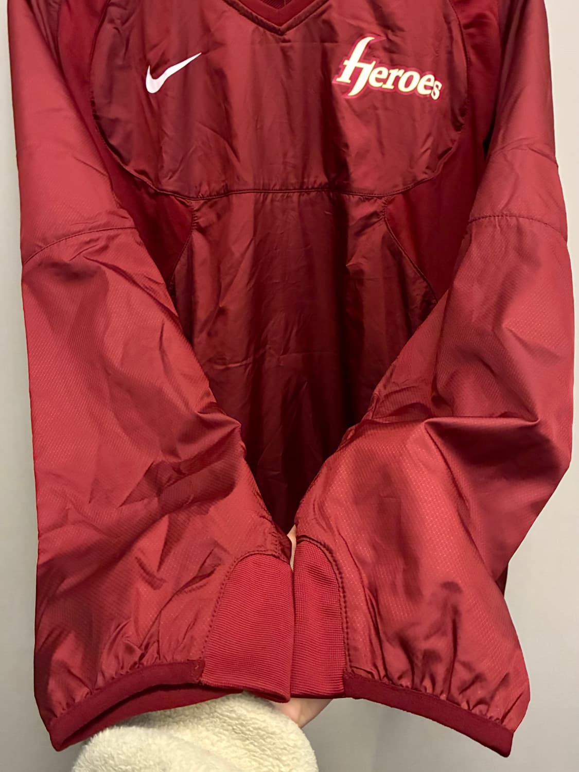 (L)나이키 키움 넥센 히어로즈 바람막이 웜업 자켓 버건디 상품이미지4