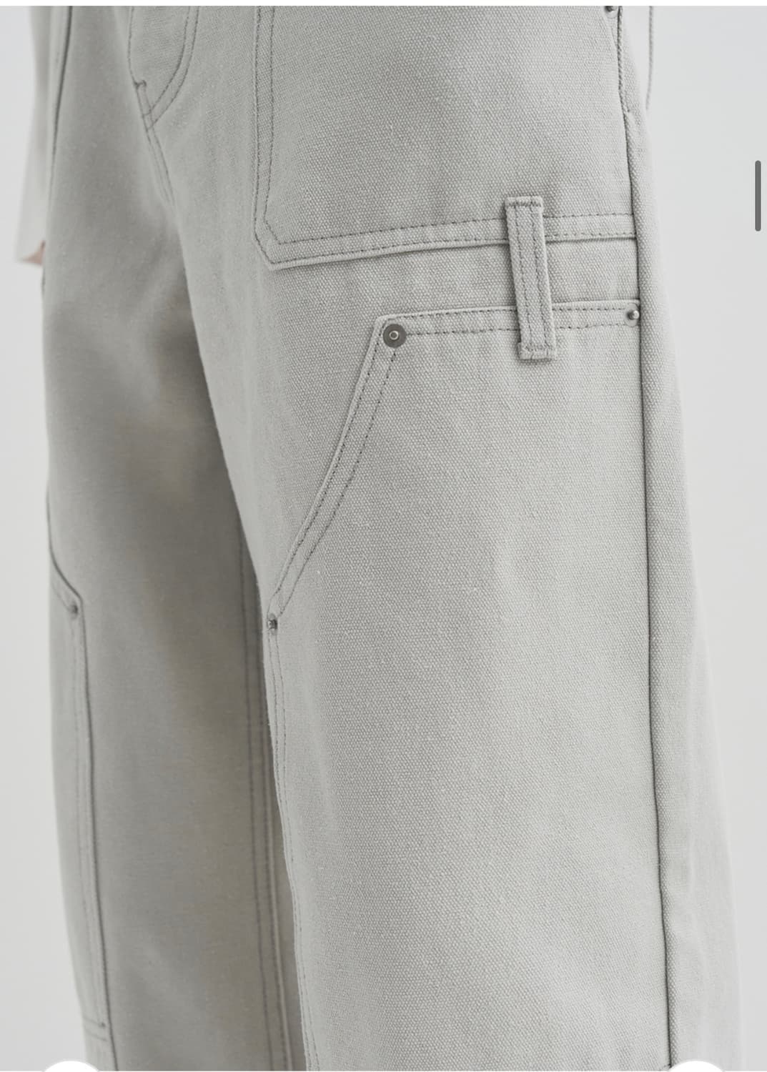 (L) 드로우핏 워시드 더블니 카펜터 워크 팬츠 [LIGHT GREY] 상품이미지5