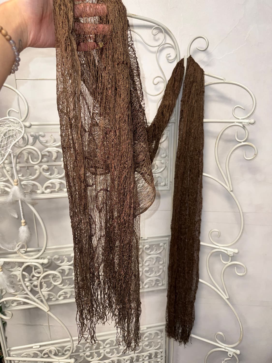 Brown grunge pattered net maxi scarf 상품이미지3