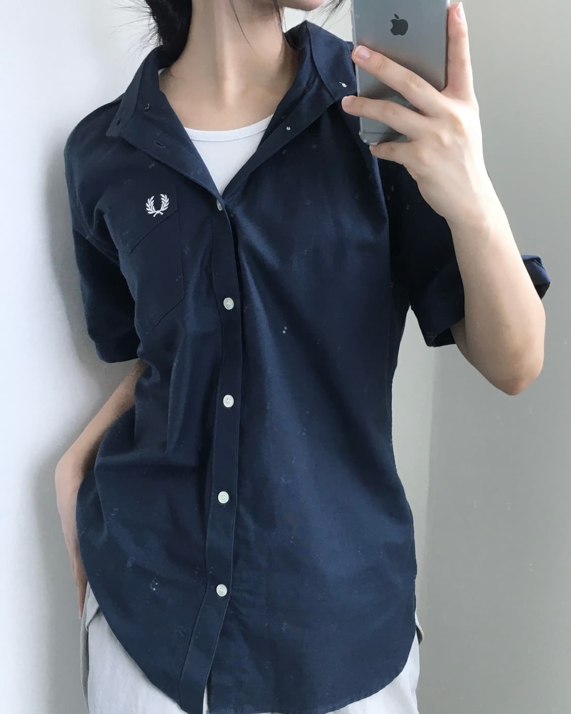 Fredperry 프레드페리 네이비 반팔 셔츠 상품이미지3