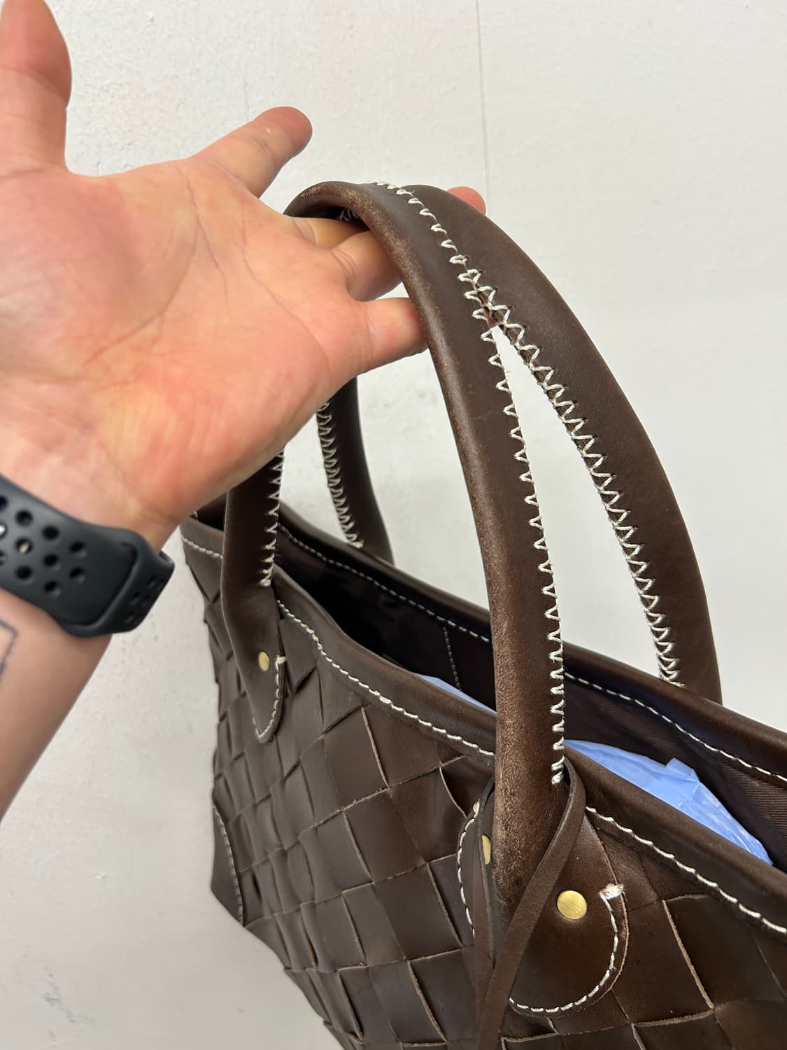 Paquet 에뜨레브 브라운 레더 토트백 상품이미지4