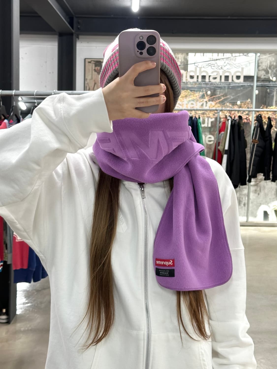 슈프림 FW19 폴라텍 머플러 퍼플 상품이미지4