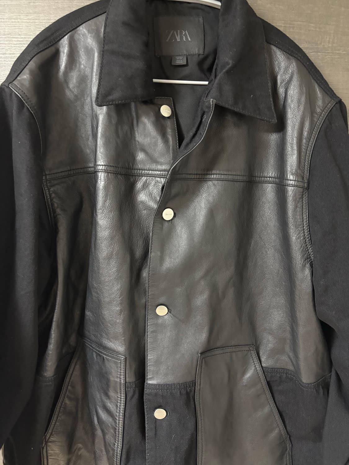 ZARA - 레더 데님 믹스 자켓 상품이미지6