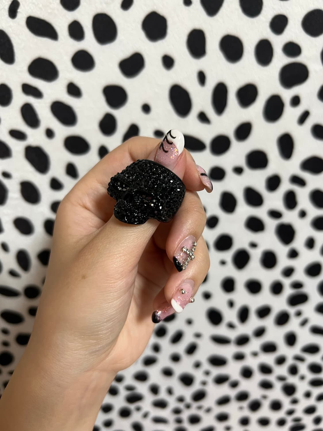 갸루 펑크 빈티지 해골 큐빅 반지 상품이미지2