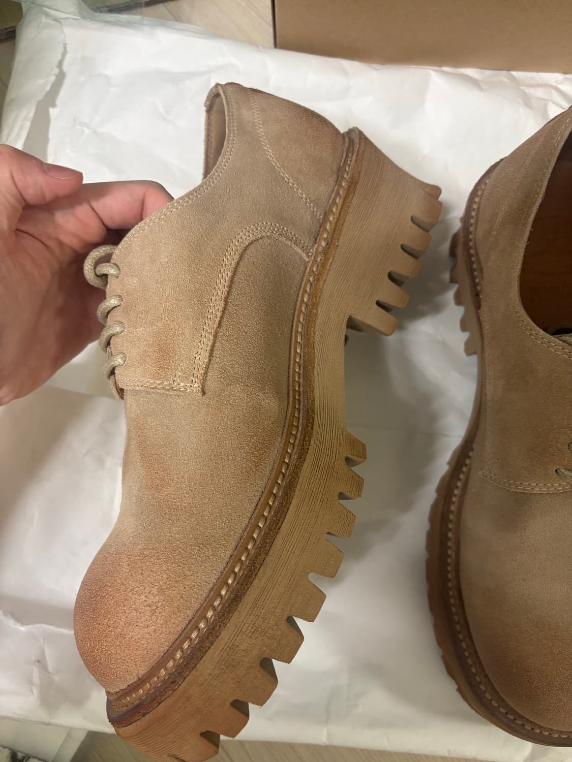 야세 6.5cm 페더 코만도솔 스웨이드 더비슈즈 250 상품이미지3