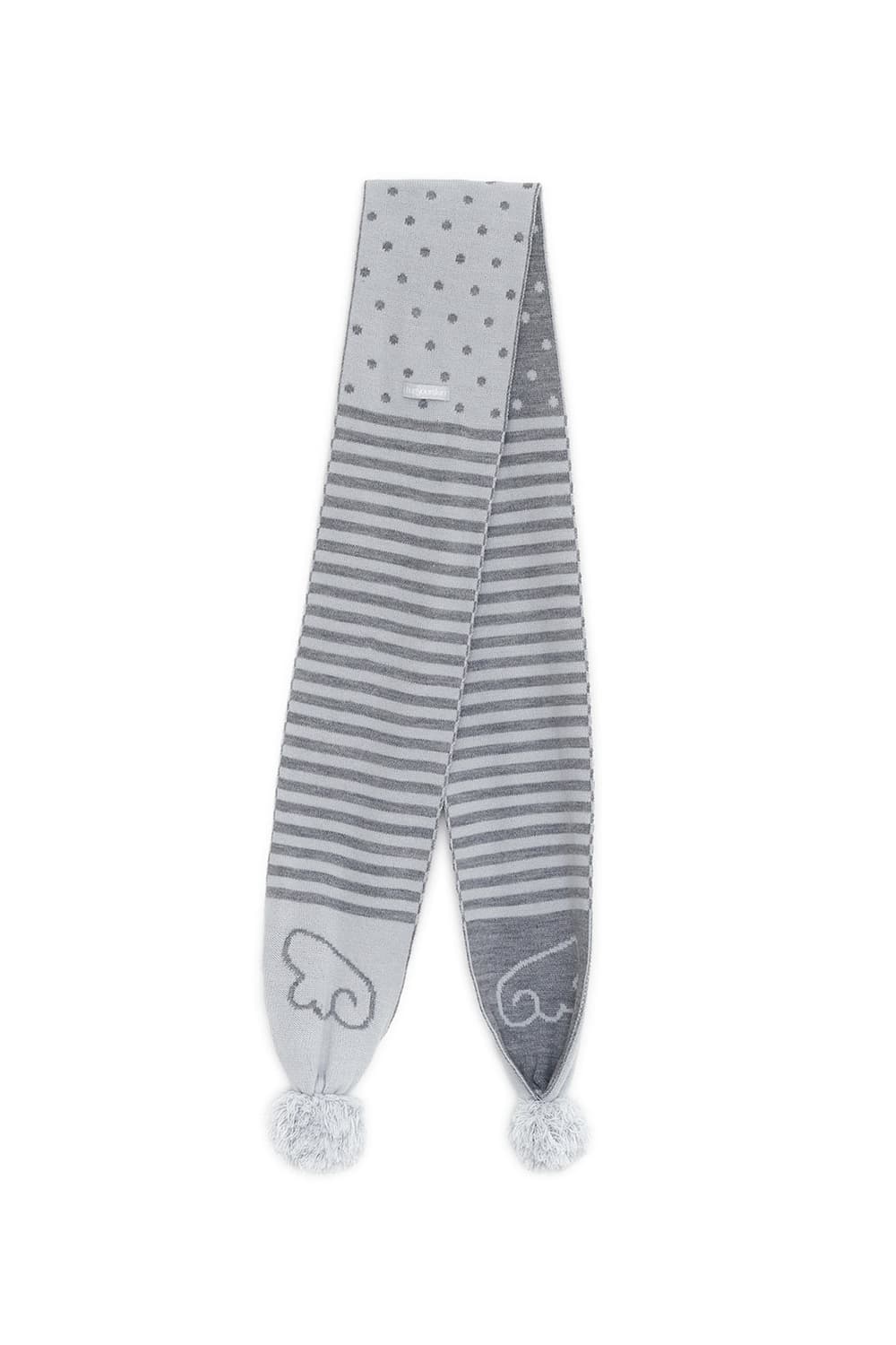 허그유어스킨 엔젤 윙 스트라이프 폼폼 머플러 그레이 상품이미지1