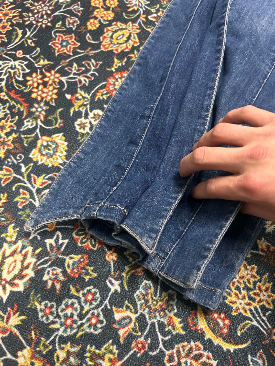 유니크 절개 디테일 스판 데님 팬츠 상품이미지2