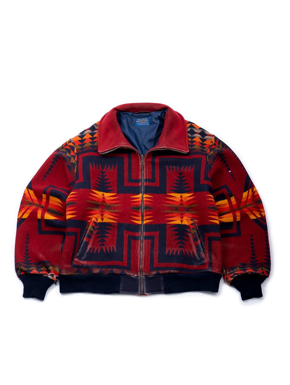 80’s Pendleton Bomber Leather Jacket 상품이미지1