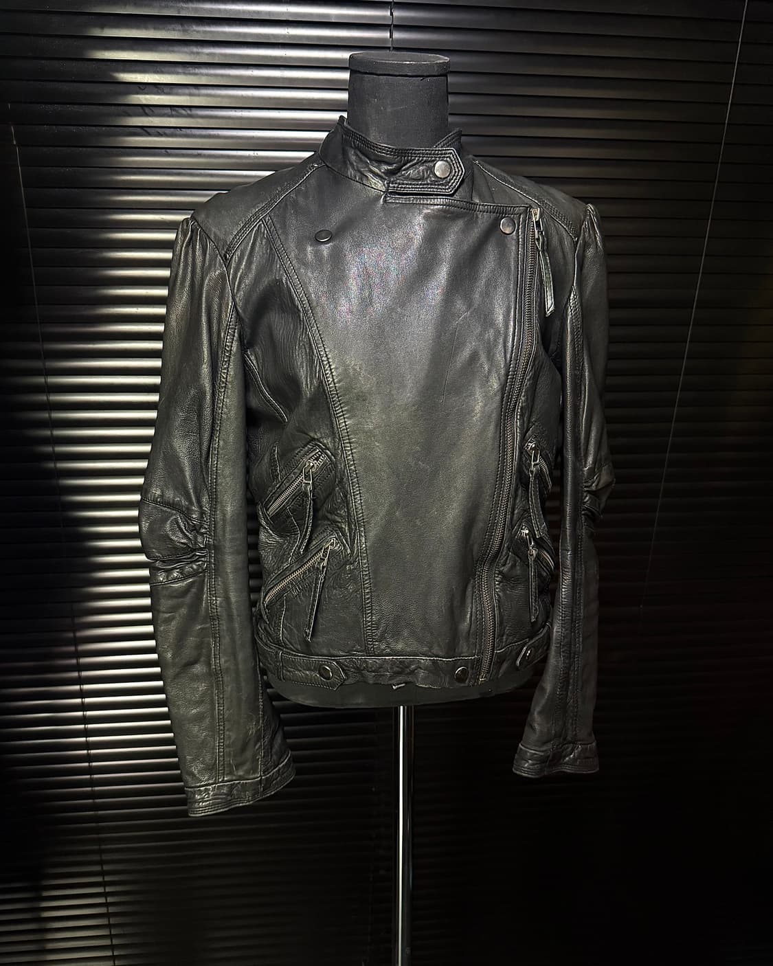 자라 우먼 양가죽 레더 바이커 라이더 자켓 지퍼 하이넥 락시크 펑크 갸루 상품이미지2