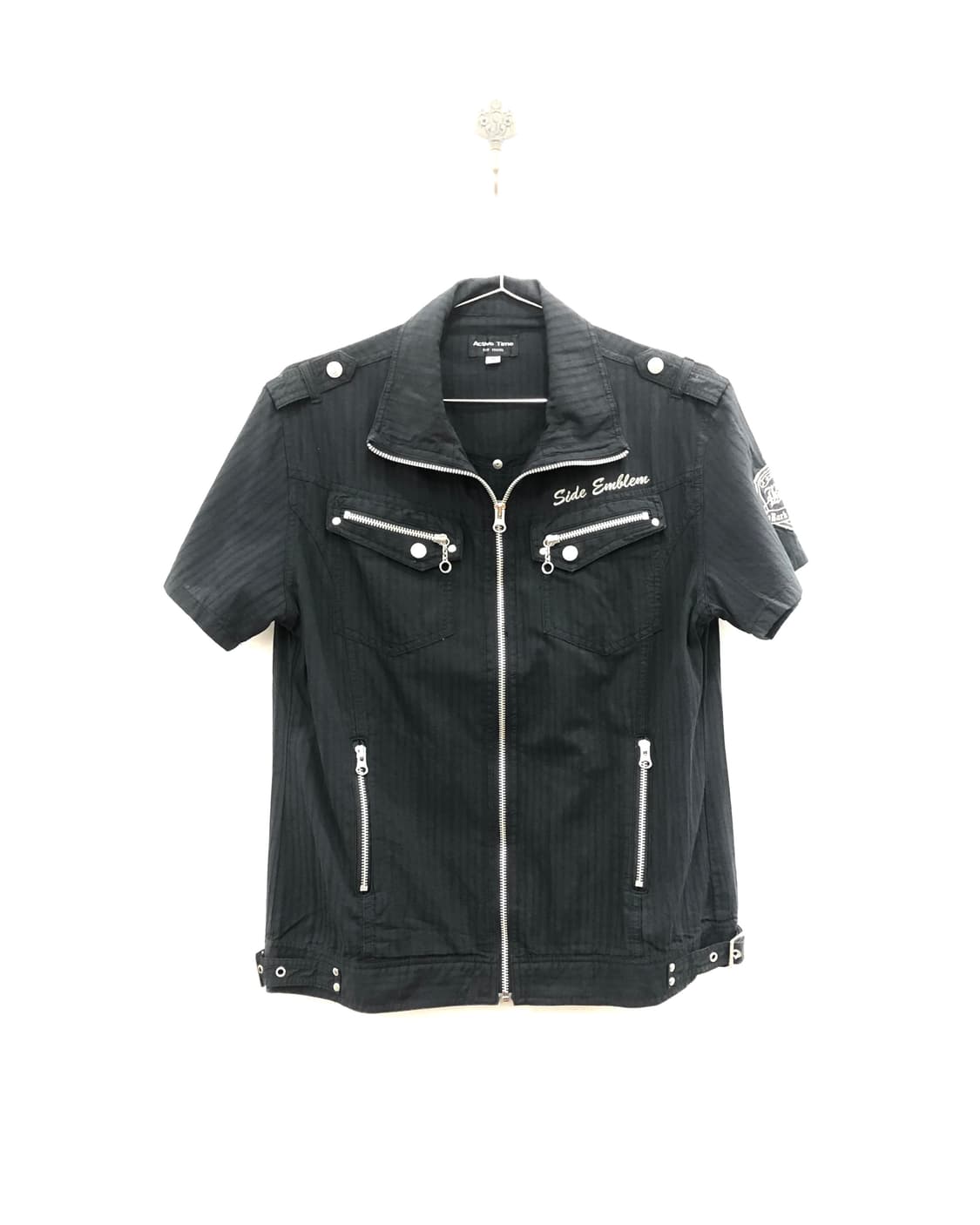 black punk short sleeve zip up jacket 상품이미지1