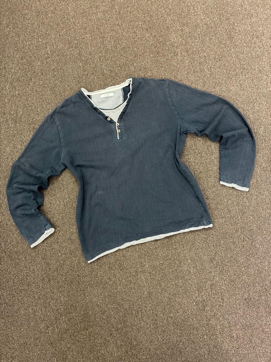 M)Japanese vintage 여성 줄무늬 레이어드 롱슬리브 상품이미지1