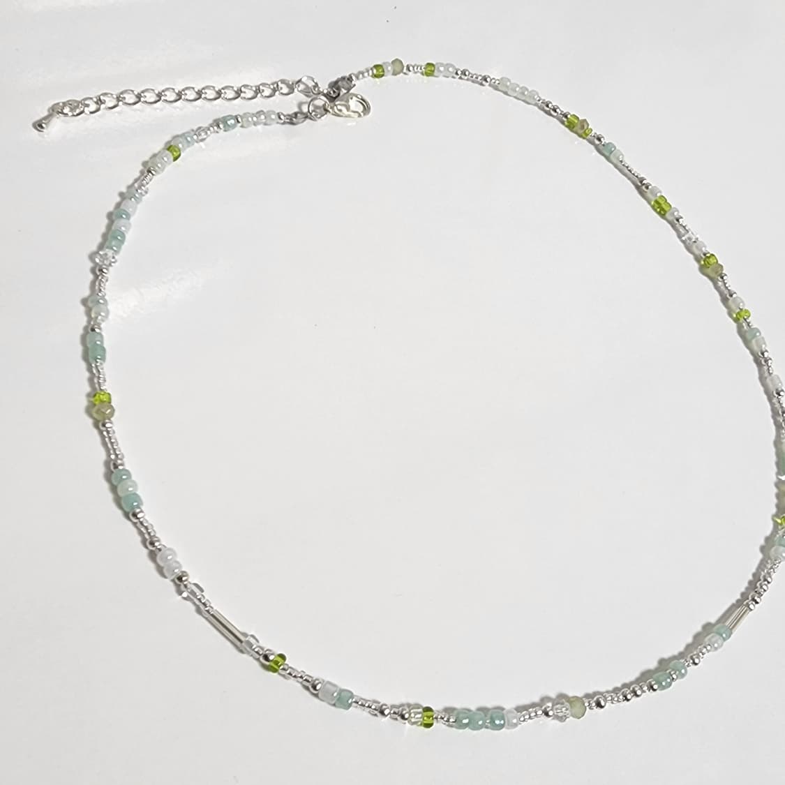 그린 실버 비즈 목걸이 상품이미지2