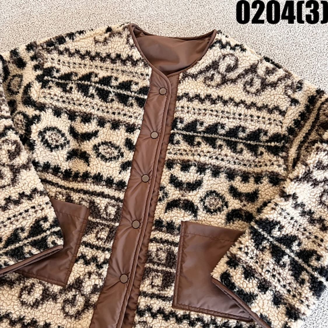 [실측확인] 빈티지 에스닉 패턴 뽀글이 리버시블 패딩 점퍼 0204(3) 상품이미지2