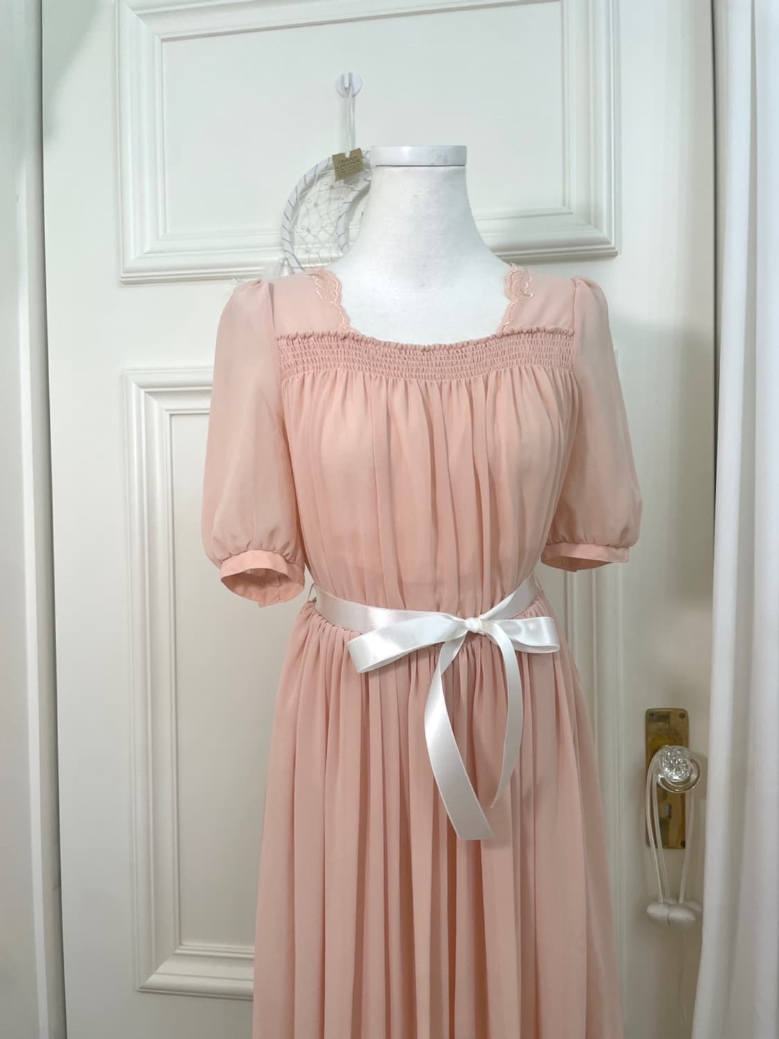 coral shirring under embroidery chiffon 상품이미지5