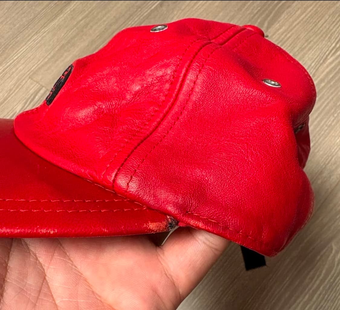 노스페이스 x 슈프림 레드 가죽 볼캡  상품이미지4
