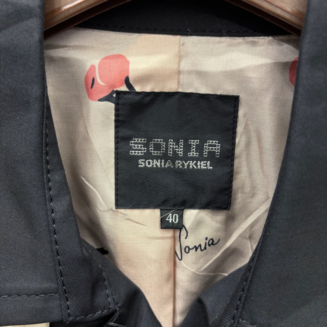 소니아 리키엘 더블 브레스트 트렌치 롱 코트 배색 버튼 벨트 디테일 블랙 상품이미지7