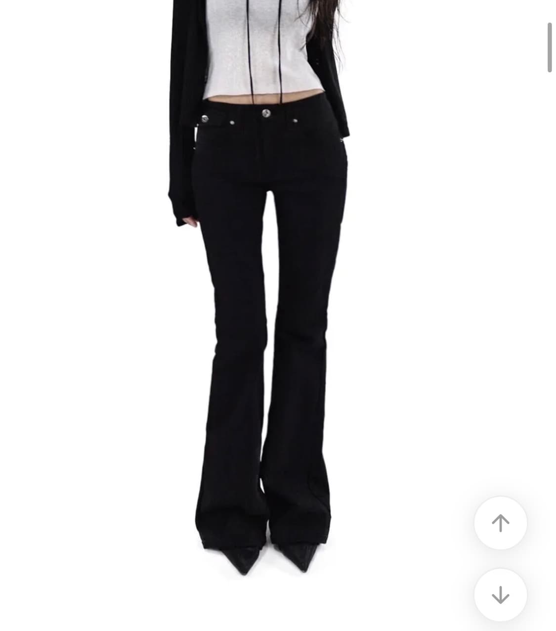 에이블리 시크윈 버튼 로우라이즈 코튼 슬림핏 부츠컷팬츠 바지그재그무신사 상품이미지1