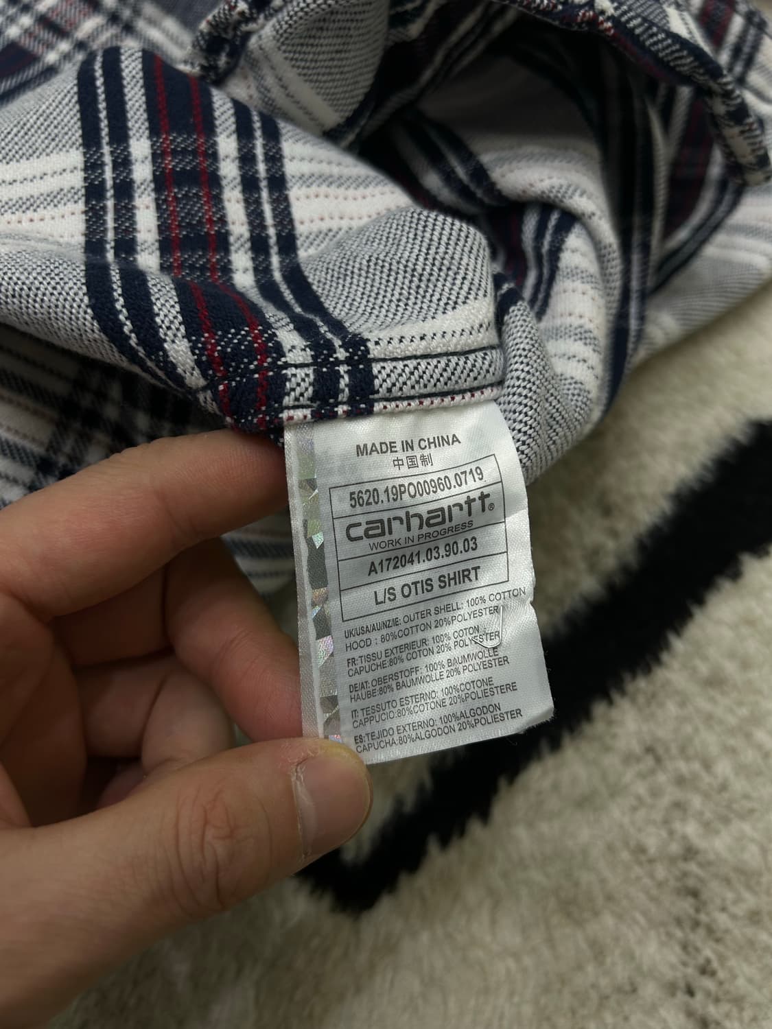 [XL]칼하트Wip 오티스 체크 후드셔츠 상품이미지6