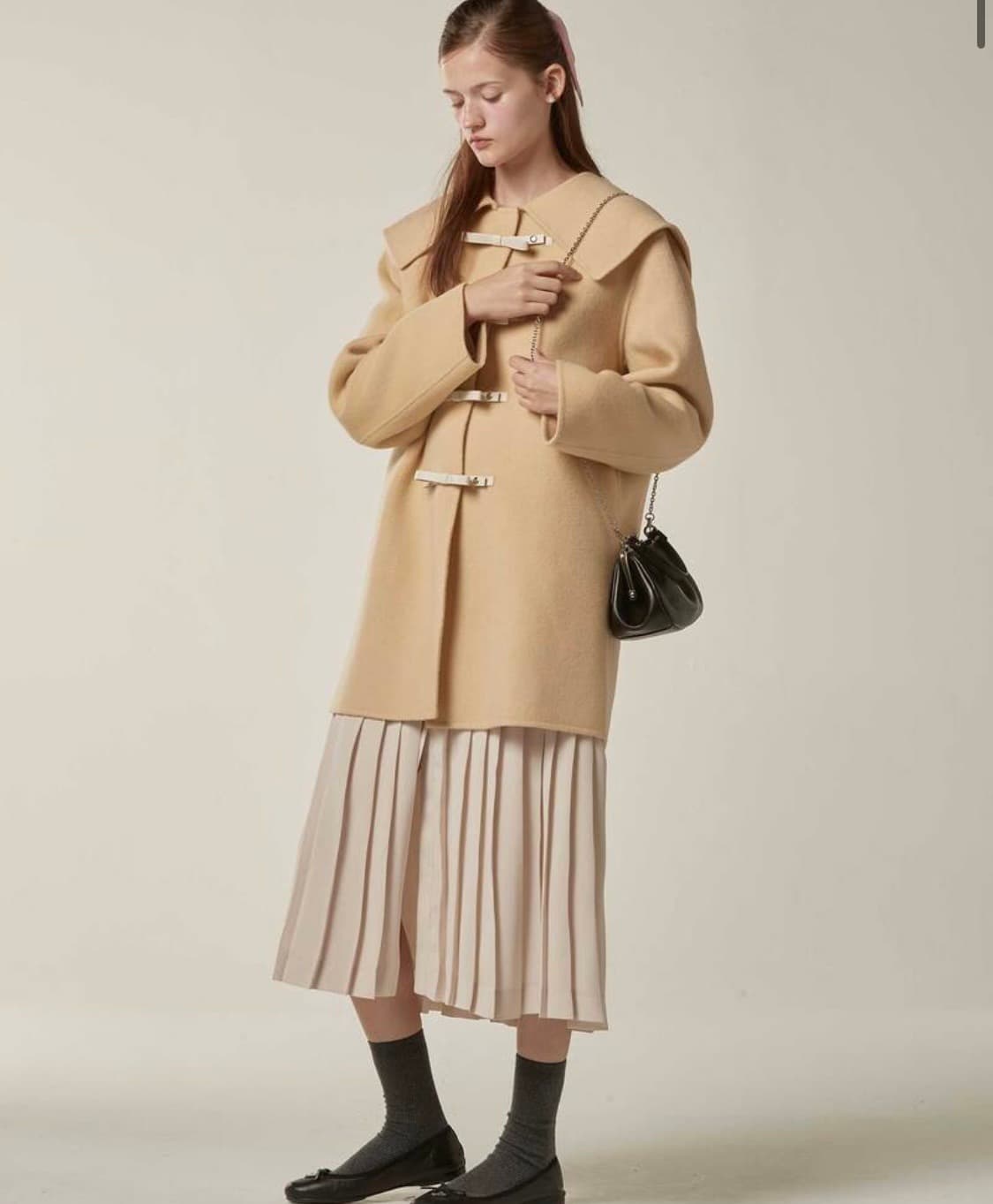 비뮤즈맨션 리본 코트 베이지 상품이미지2