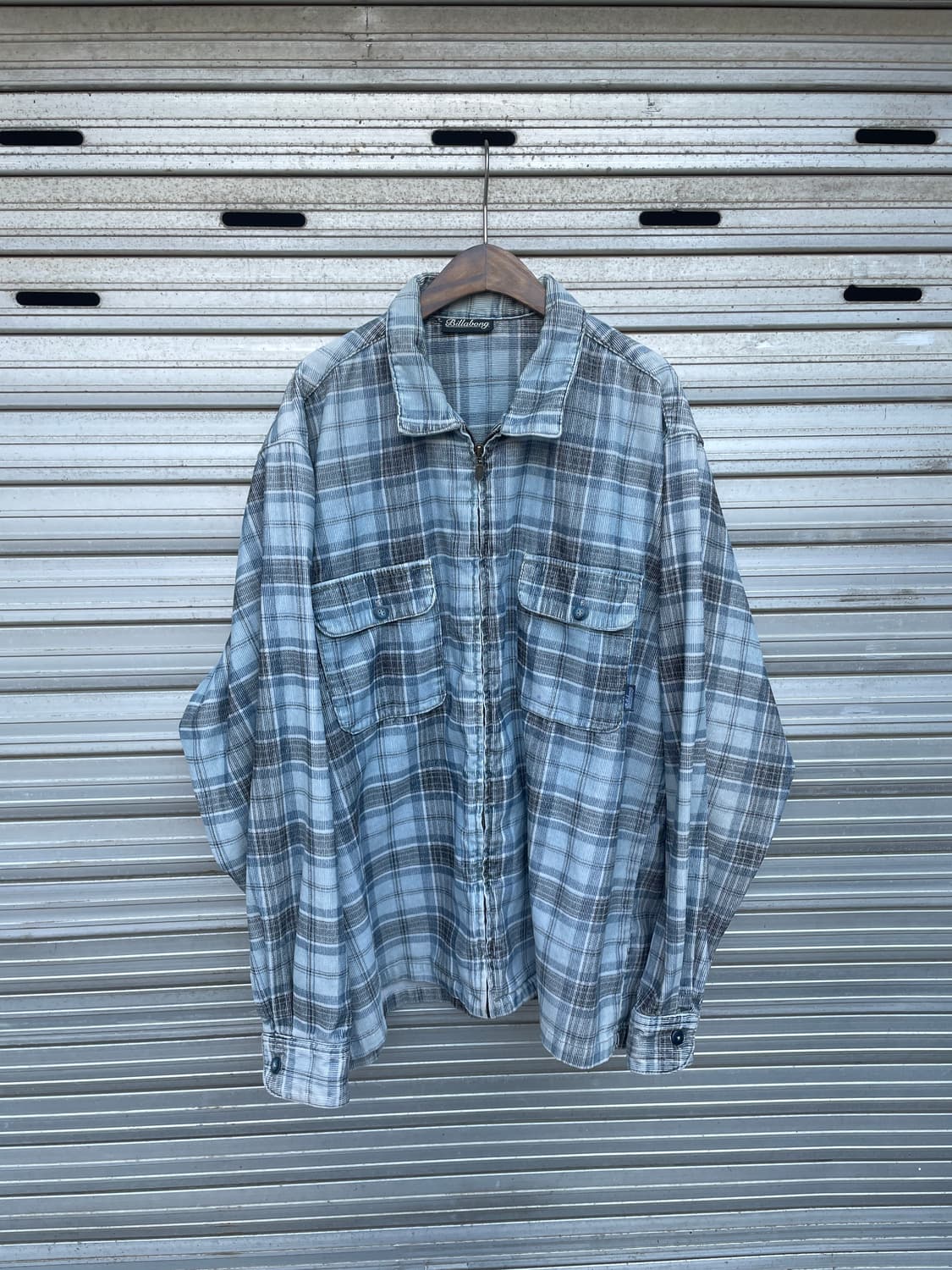 90s Billabong corduroy plaid sky blue 상품이미지1