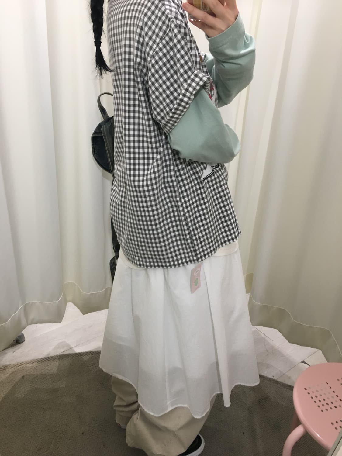 캐릭터 패치 체크 블라우스 상품이미지6