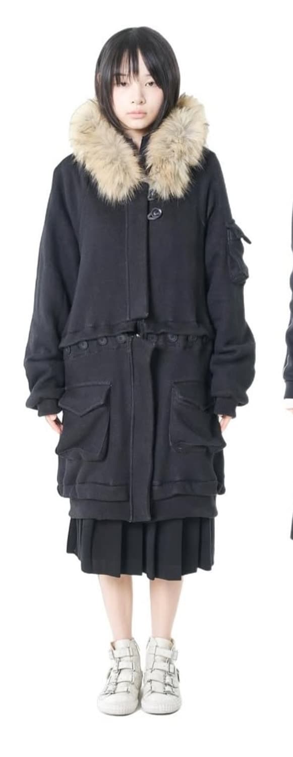 오스하이 퍼 후드집업 빈티지 블랙 상품이미지1