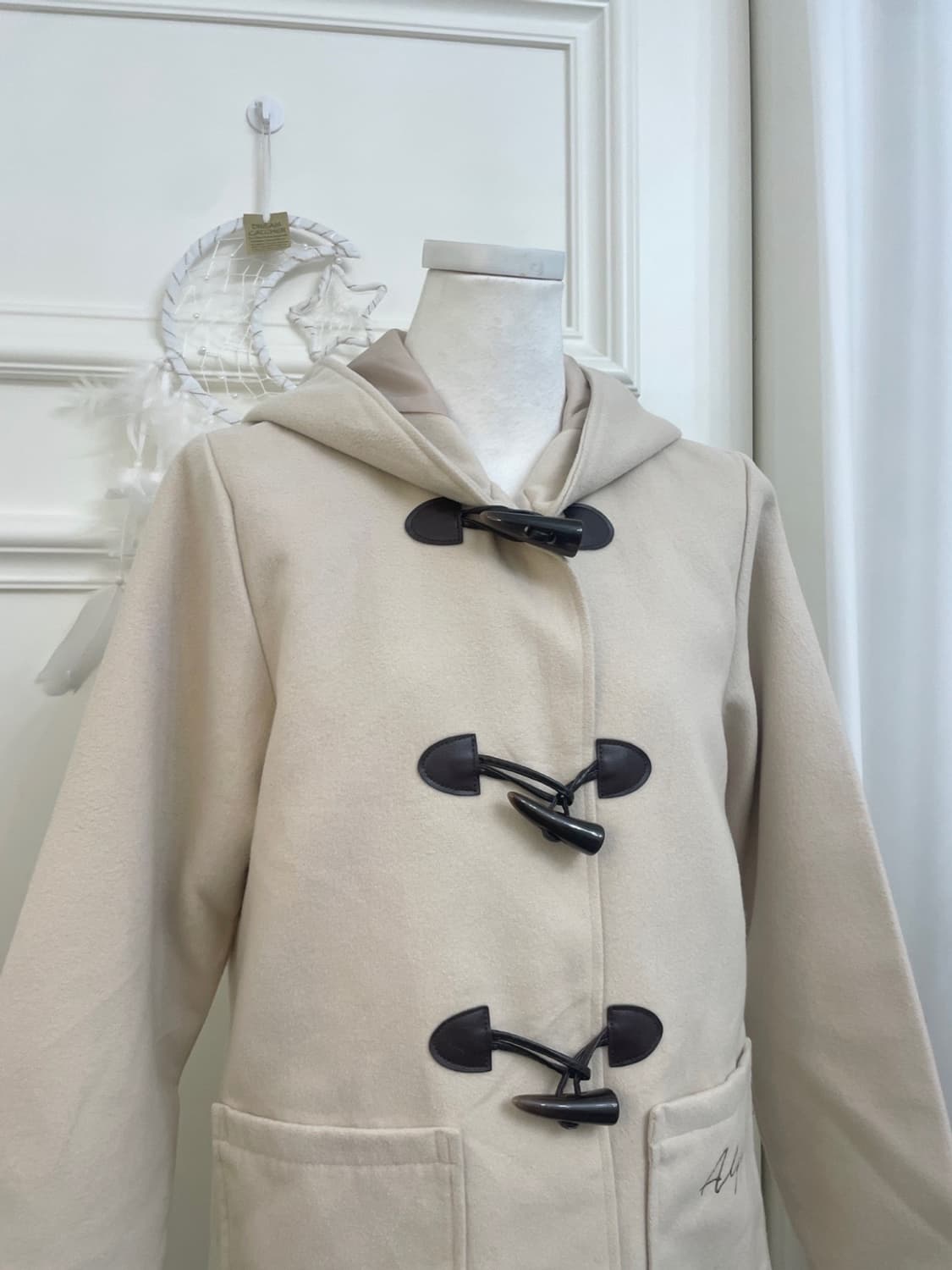 beige ivory pocket embroidery basic coat 상품이미지6