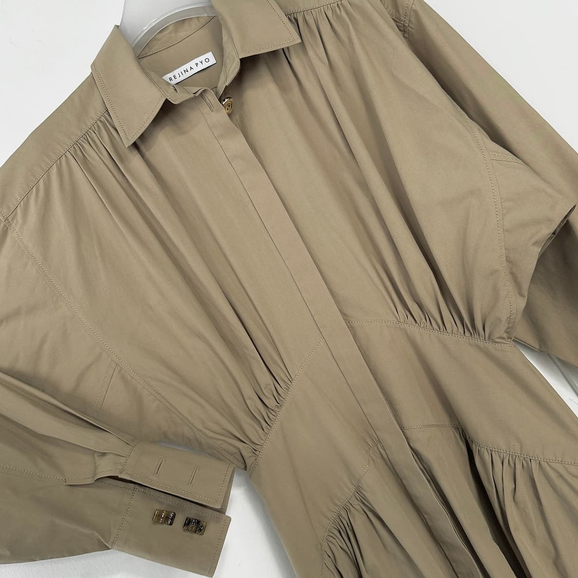 레지나표 셔링 코튼 셔츠 드레스 상품이미지2