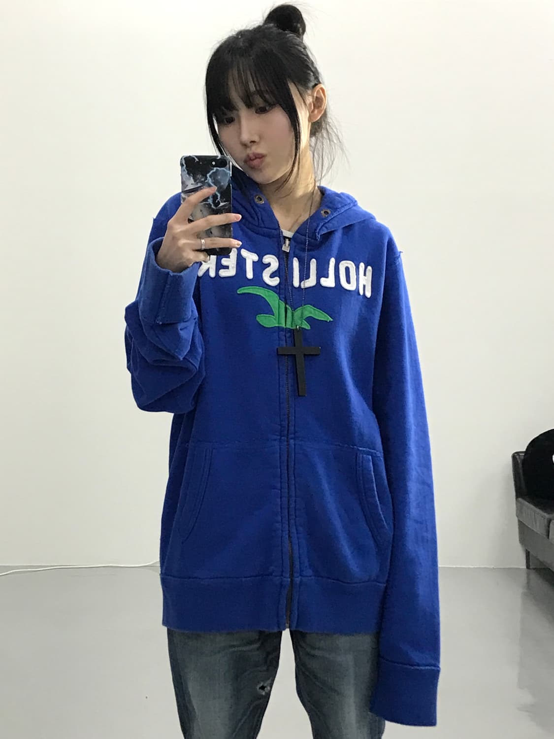 Hollister Classic Logo Zip Hoodie 상품이미지1