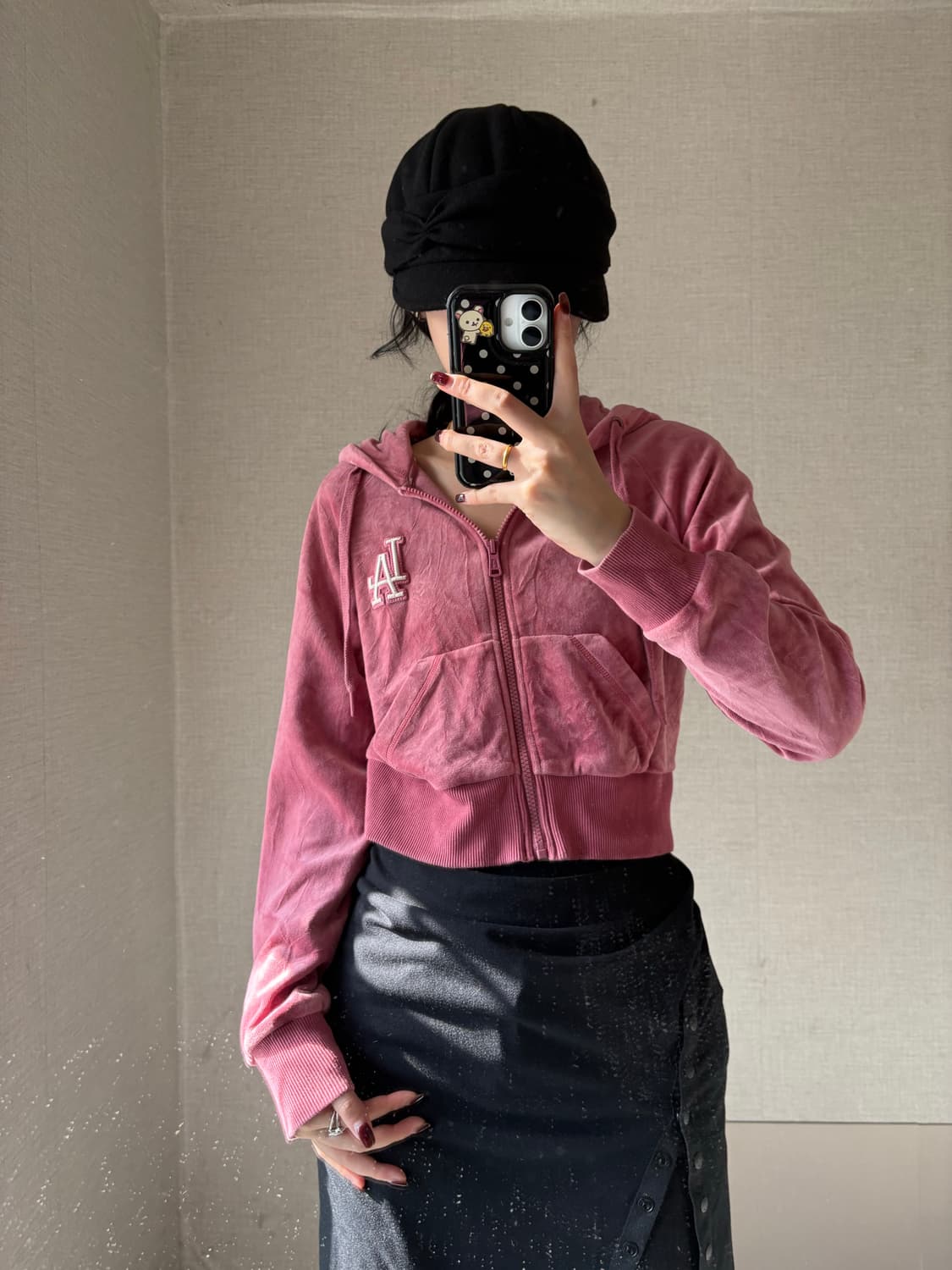 MLB 핑크 벨벳 후드집업 상품이미지2