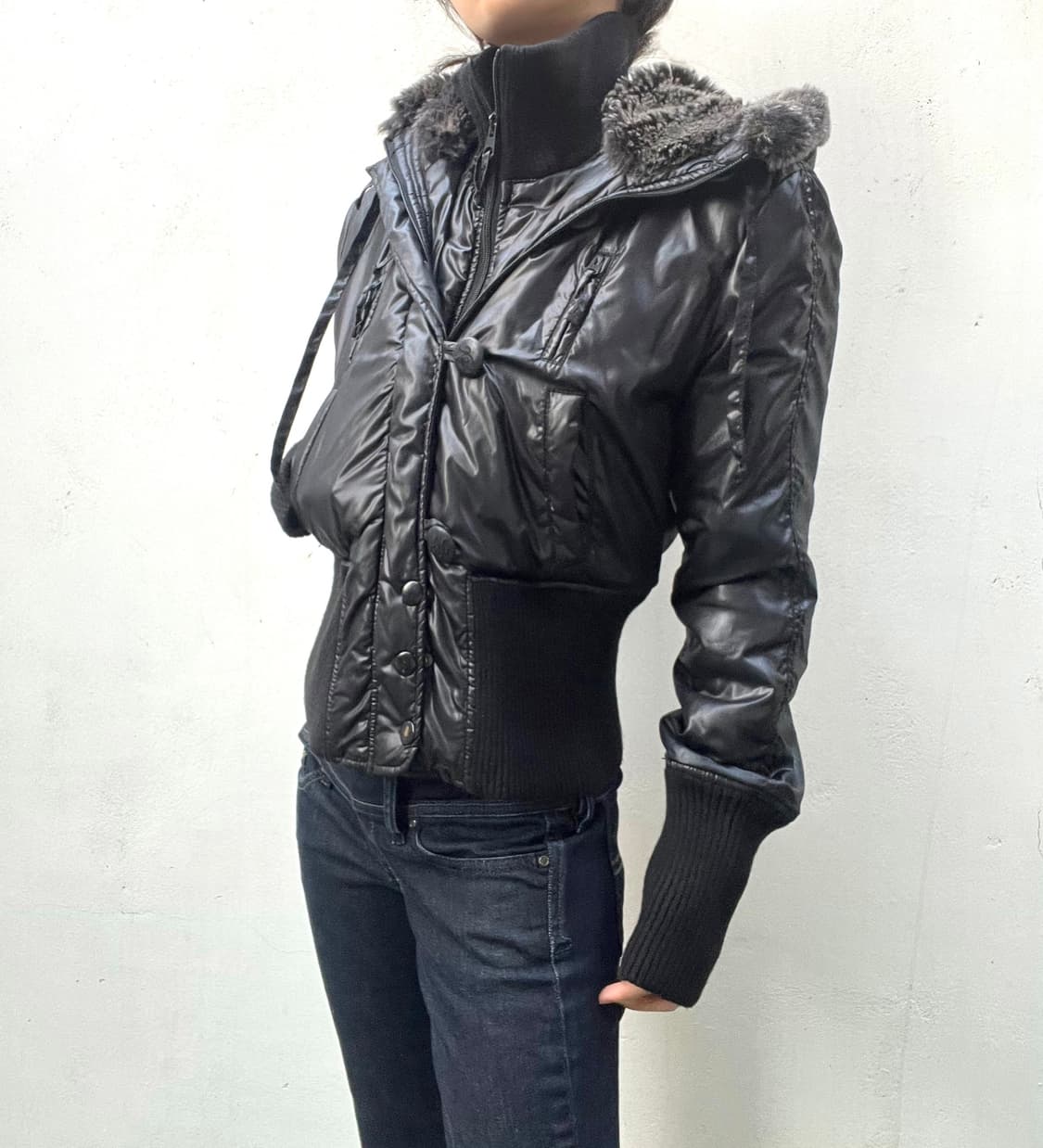 A/X 하이넥 퍼 후드 투웨이 패딩점퍼 상품이미지4