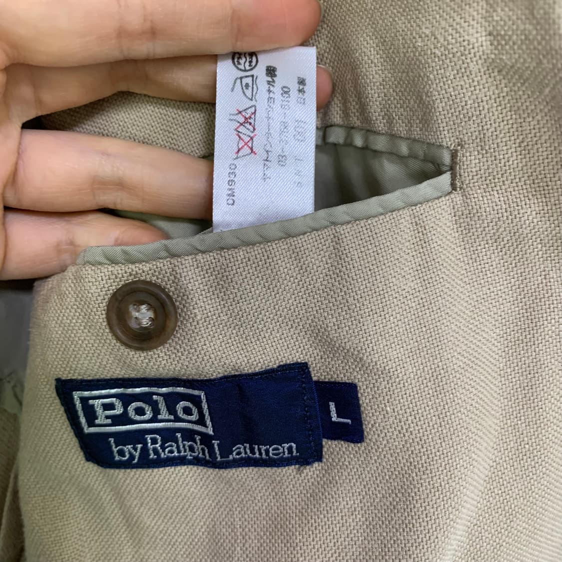 폴로랄프로렌 베이지 은장 버튼 린넨 블레이저 베이지 빈티지 남성 L 상품이미지7